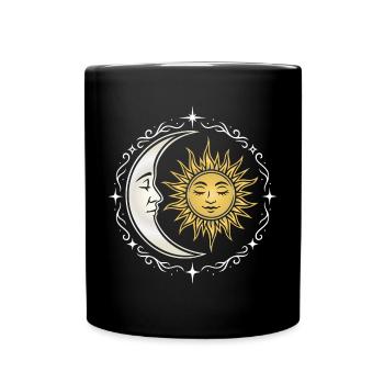 Sonne und Mond - Spirituelles Symbol - Tasse einfarbig - Schwarz - Vorne