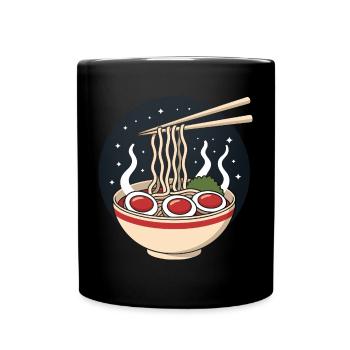 Kawaii Ramen Bowl Nudelnahrung Japanisches Essen - Tasse einfarbig - Schwarz - Vorne