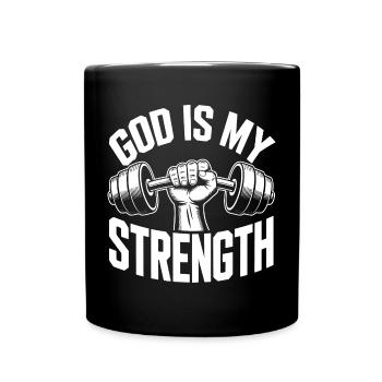 Dieu est ma force ! Croire en Jésus chrétien - Mug uni - noir - Devant