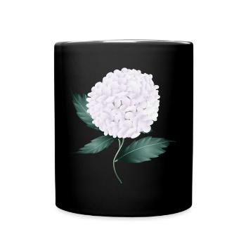 Weiße Hortensienblüte – Eleganz und Leichtigkeit - Tasse einfarbig - Schwarz - Vorne