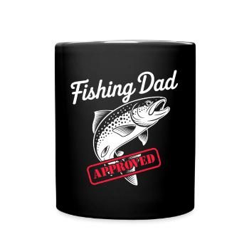 Bester Angelpapa Best Fishing Dad Approved - Tasse einfarbig - Schwarz - Vorne