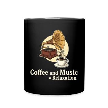 Coffee and Music = Relaxation - Tasse einfarbig - Schwarz - Vorne