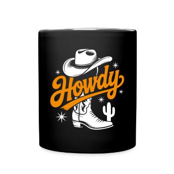 Howdy Country Dance Line Dance. Stetson and Boots - Full Colour Mug - black - Front