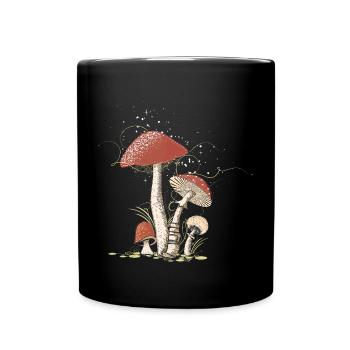Magical toadstools in the forest illustrated - Full Colour Mug - black - Front