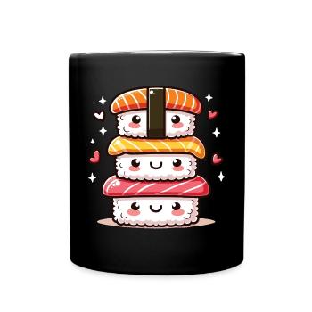 Japanese Food Kawaii Sushi Lover - Full Colour Mug - black - Front