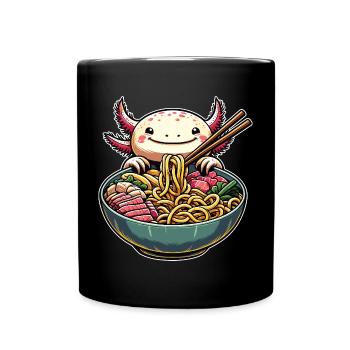 Axolotl with noodles ramen kawaii axolotl - Full Colour Mug - black - Front