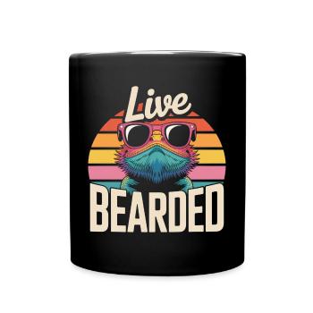 Live Bearded! Bearded Dragon Reptile Terraristics - Full Colour Mug - black - Front