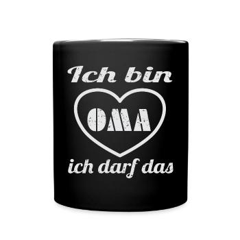 Herz Oma - Tasse einfarbig - Schwarz - Vorne