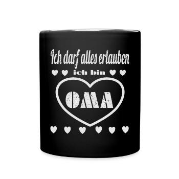 Herz Oma - Tasse einfarbig - Schwarz - Vorne