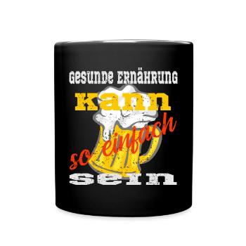 Bierkrug mit einem Spruch - Tasse einfarbig - Schwarz - Vorne