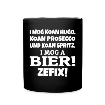 I mog a Bier - Tasse einfarbig - Schwarz - Vorne
