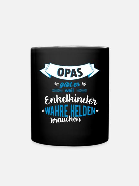 Opa - wahrer Held - Tasse einfarbig - Schwarz