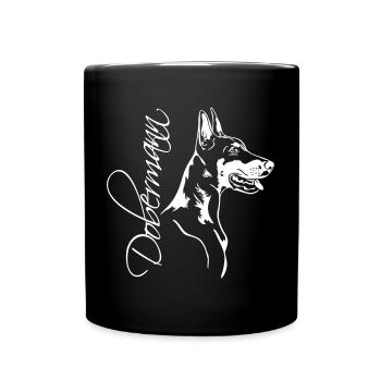 Dobermann - Doberman Pinscher - Tasse einfarbig - Schwarz - Vorne