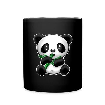 Panda with bamboo - Full Colour Mug - black - Front