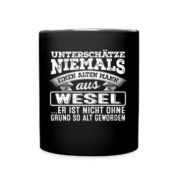 Der alte Mann aus WESEL - Tasse einfarbig - Schwarz - Vorne