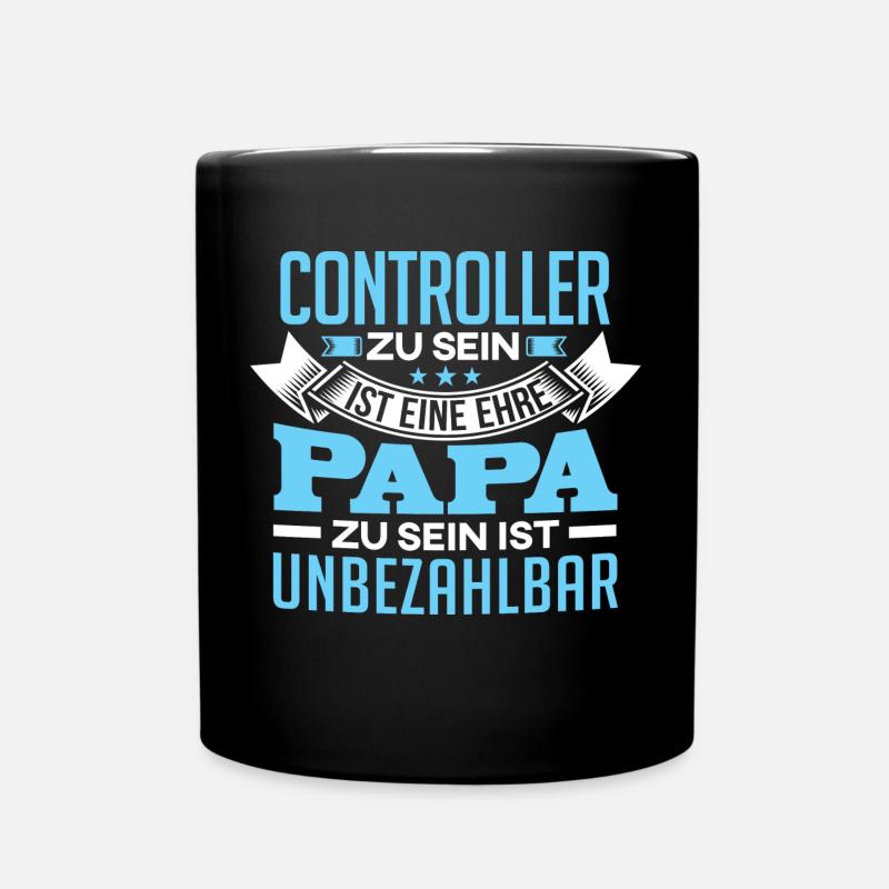 CONTROLLER und Papa - Tasse einfarbig - Schwarz