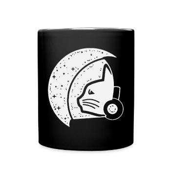 Galactic Cat Astronaut Illustration - Full Colour Mug - black - Front