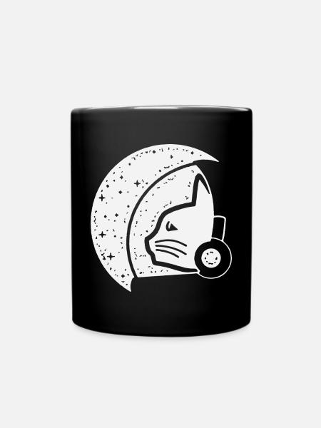 Galaktische Katze Astronaut Illustration - Tasse einfarbig - Schwarz