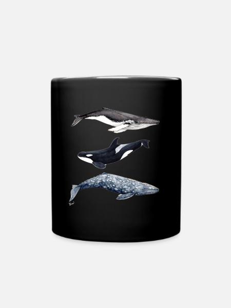 Buckelwal, Schwertwal und Grauwal - Wal - baleine - Tasse einfarbig - Schwarz
