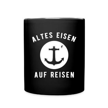 Altes Eisen auf Reisen - Tasse einfarbig - Schwarz - Vorne