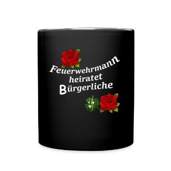 Homme pompier va se marier, mariage, chemise de mariée 112 - Mug uni - noir - Devant