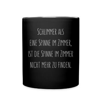 Spinne im Zimmer - Tasse einfarbig - Schwarz - Vorne