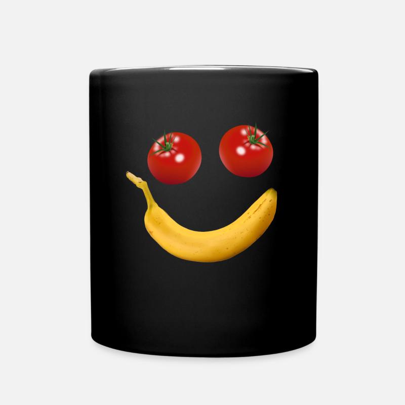 Smiley Obst Gemüse - Tasse einfarbig - Schwarz