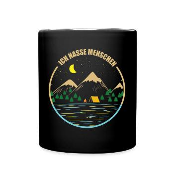 Ich hasse Menschen - Tasse einfarbig - Schwarz - Vorne