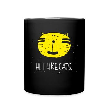 I like cats. Katzenfrau. Katze. - Tasse einfarbig - Schwarz - Vorne