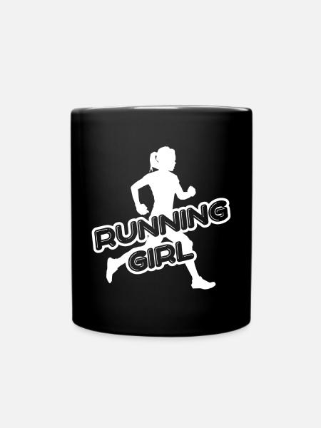 Running Girl Marathon Course à pied Jogging Sport - Mug uni - noir