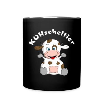 Vache en peluche = KUHscheltier - Mug uni - noir - Devant