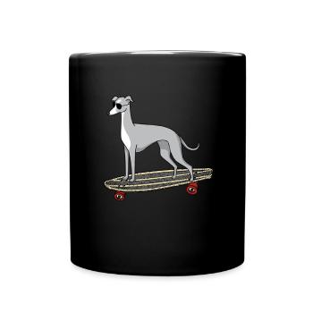 Greyhound Windhund Longboard skaten Sonnenbrille - Tasse einfarbig - Schwarz - Vorne