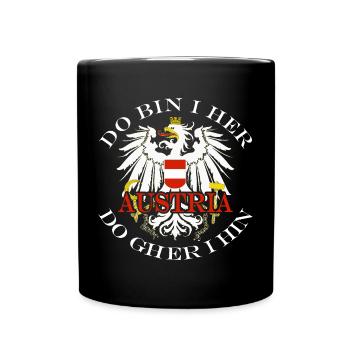 Österreich Austria do bin i her Wappen Adler - Tasse einfarbig - Schwarz - Vorne