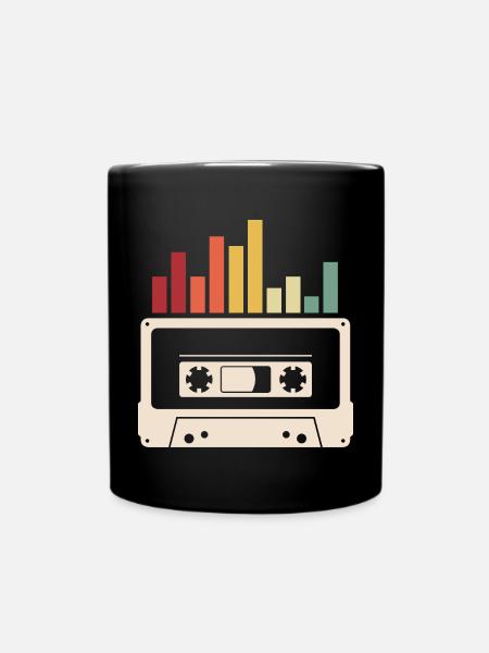 retro vintage cassette music oldschool recorder - Full Colour Mug - black