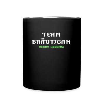 Team Bräutiguam nerdy Wedding JGA Geschenk - Tasse einfarbig - Schwarz - Vorne