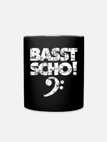 BASST SCHO! Bass Spruch Bassisten (Vintage Weiß) - Tasse einfarbig - Schwarz