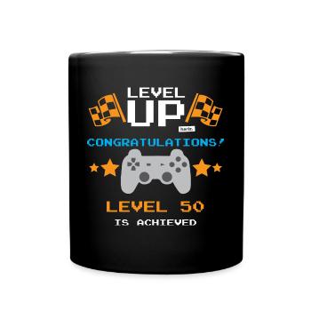 Niveau supérieur Félicitations niveau 50 Atteint 50 Gebu - Mug uni - noir - Devant