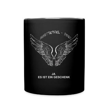 Schutzengel Shirt - Tasse einfarbig - Schwarz - Vorne