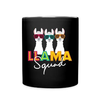 Llama Squad No-probllama Tierliebhaber Geschenkidee - Tasse einfarbig - Schwarz - Vorne