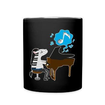 A zebra playing the piano - Full Colour Mug - black - Front