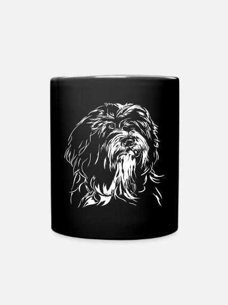 TIBET TERRIER Portrait Wilsigns dog portrait dog - Full Colour Mug - black