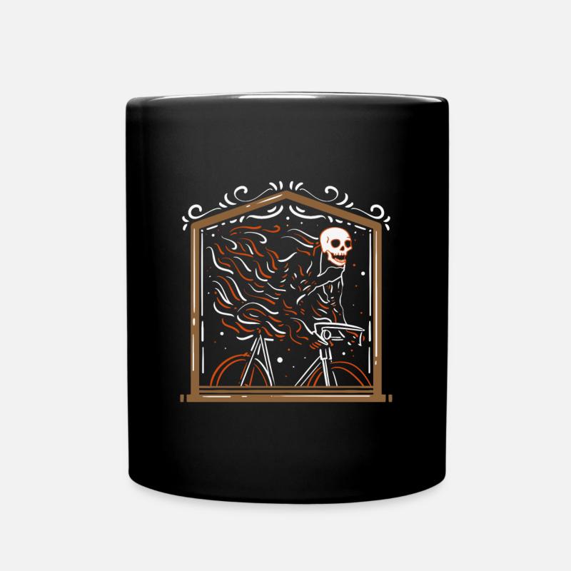 Peinture d'art de crâne conduite de vélo - Mug uni - noir
