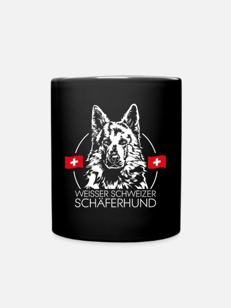 WHITE SWISS SHEPHERD Dog Wilsigns - Full Colour Mug - black