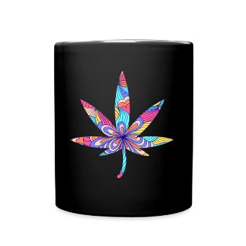 Kiffen Gras Kiffer Cannabis 420 Cannabisblatt - Tasse einfarbig - Schwarz - Vorne