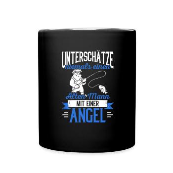 Unterschätze niemals einen alten Mann mit einer An - Tasse einfarbig - Schwarz - Vorne