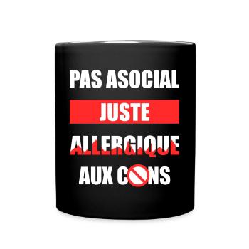 allergique aux cons - Mug uni - noir - Devant