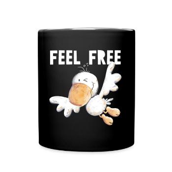 Feel Free Vogelfrei - Vogel - Tasse einfarbig - Schwarz - Vorne