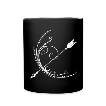 Bow and arrow Moon Crescent - Full Colour Mug - black - Front