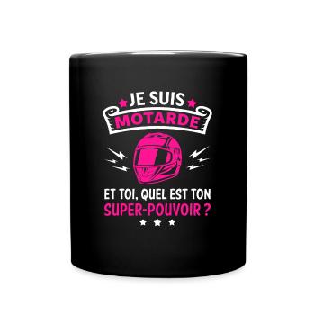 Super-pouvoir motarde, moto, cadeau motarde - Mug uni - noir - Devant