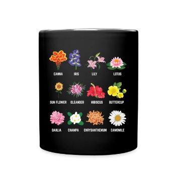 Schöne botanische Blumen Grafik Florist Geschenk - Tasse einfarbig - Schwarz - Vorne